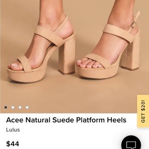 Lulu’s ACEE natural suede heels